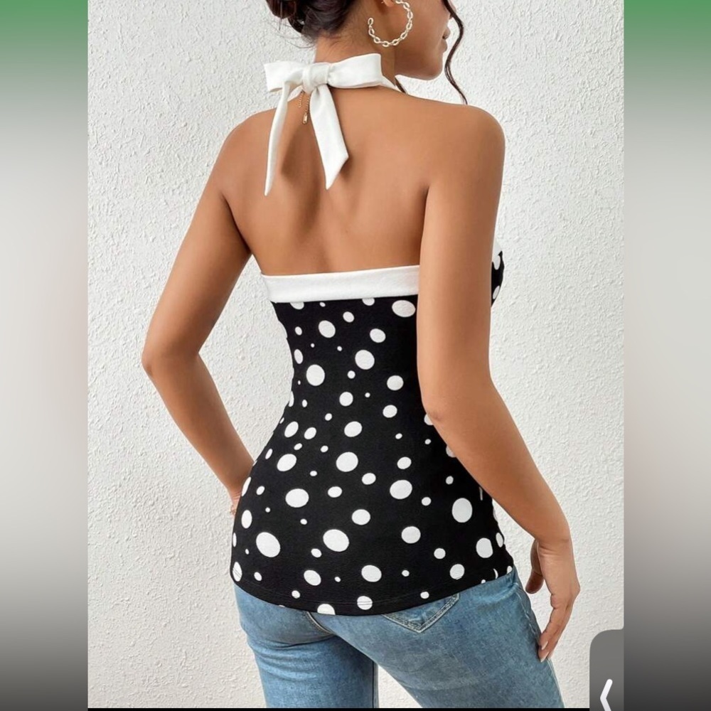 SHEIN Privé Polka Dot Print Halter Top size XS new without tag